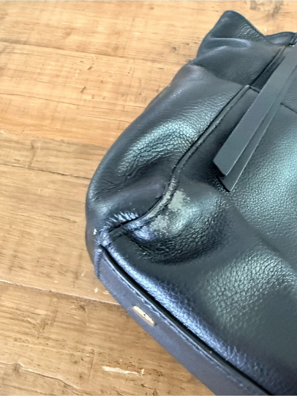 Mina Baie Harper Black Leather Diaper Bag